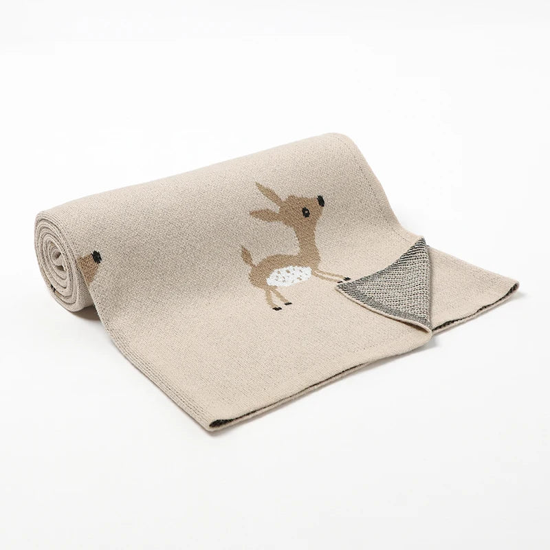 Baby Blankets Knitted Super Soft Newborn Infant Cotton Stroller Bed Sleeping Covers Cute Deer Toddler Girls Boys Sofa Crib Quilt