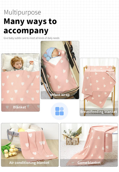 Baby Knitted Cotton Blankets 90*70cm Newborn Boys Girls Monthly Swaddle Wrap Sleep Covers Stuff Breathable Toddler Infant Sheets