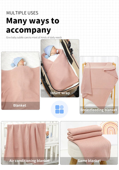 All Seasons Baby Blankets Multifunction Cotton Newborn Boy Girl Solid Stroller Nursery Swaddle Wrap Plaid 100*80cm Throwing Mats