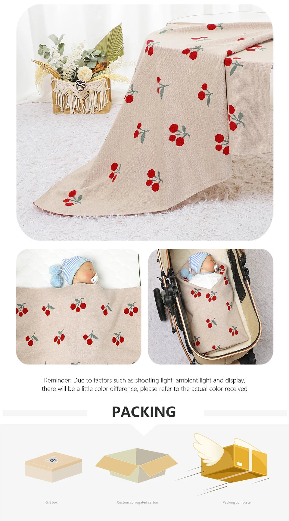 Baby Blanket Newborn Knitted Month Stroller Bedding Swaddle Wrap Sleepsack Stuff 90*70cm Toddler Infant Boys Girls Carseat Cover