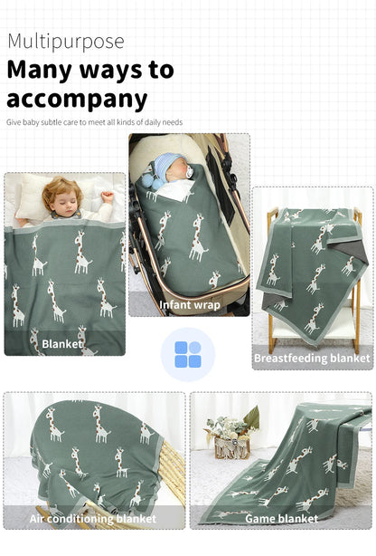 Baby Blanket Cotton Newborn Infant Boys Girls Stroller Bed Sleeping Quilts Covers 100*80cm Knitting Toddler Outdoor Playing Mats