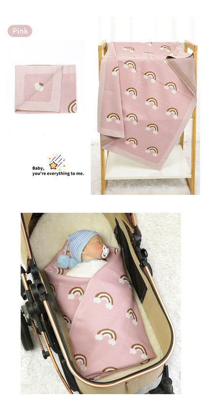 Baby Blankets Newborn Swaddle Wrap 90*70cm Breathable Knitted Infant Boys Girls Crib Cellular Toddler Kids Throw Receiving Quilt