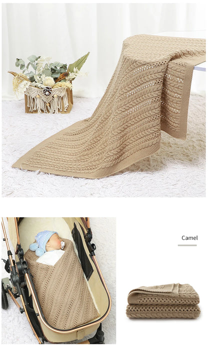 90*70cm Knitted Baby Blankets Newborn Boys Girls Stroller Crib Swaddle Wrap Blanket Toddler Outdoor Throwing Playing Quilts Mats