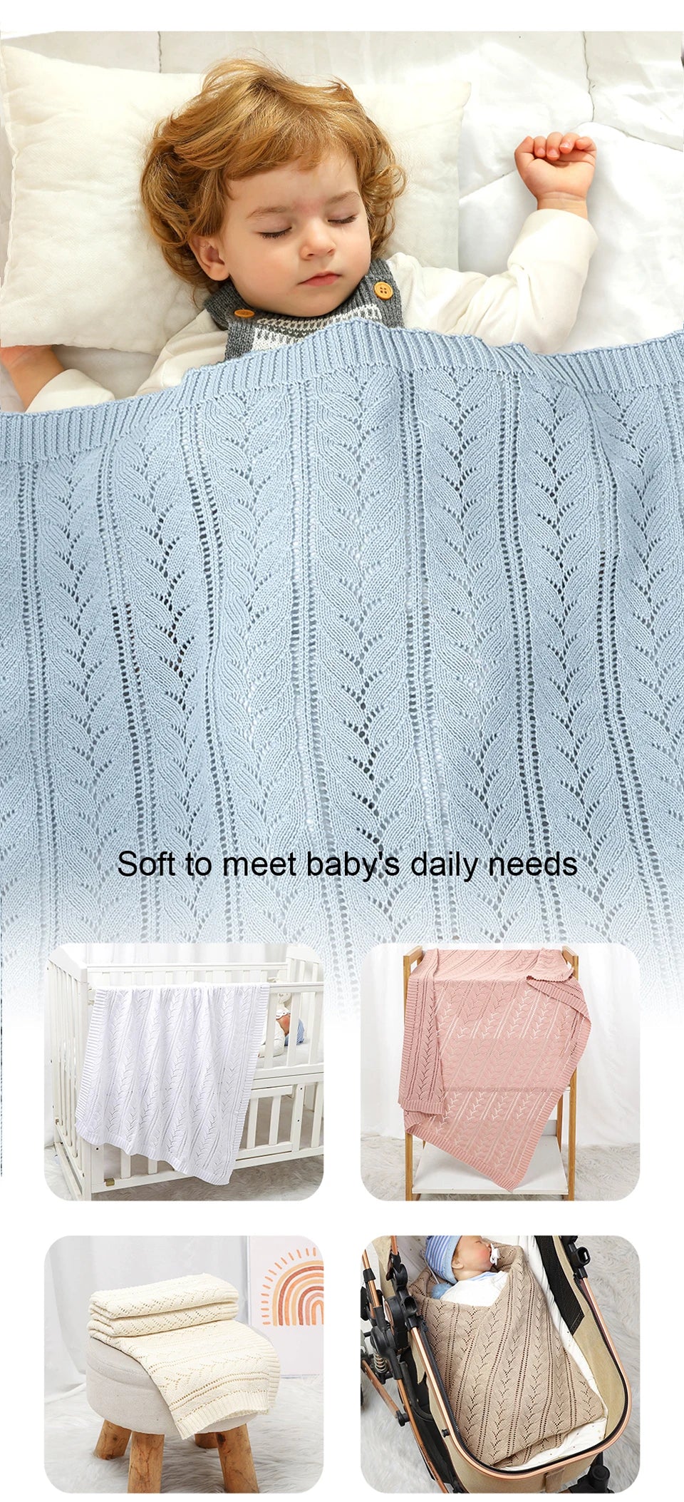 Cotton Newborn Baby Swaddle Blankets 90*70cm Knitted Infantil Netural Sleeping Quilts Bedding Covers Toddler Boys Girls Crib Nap