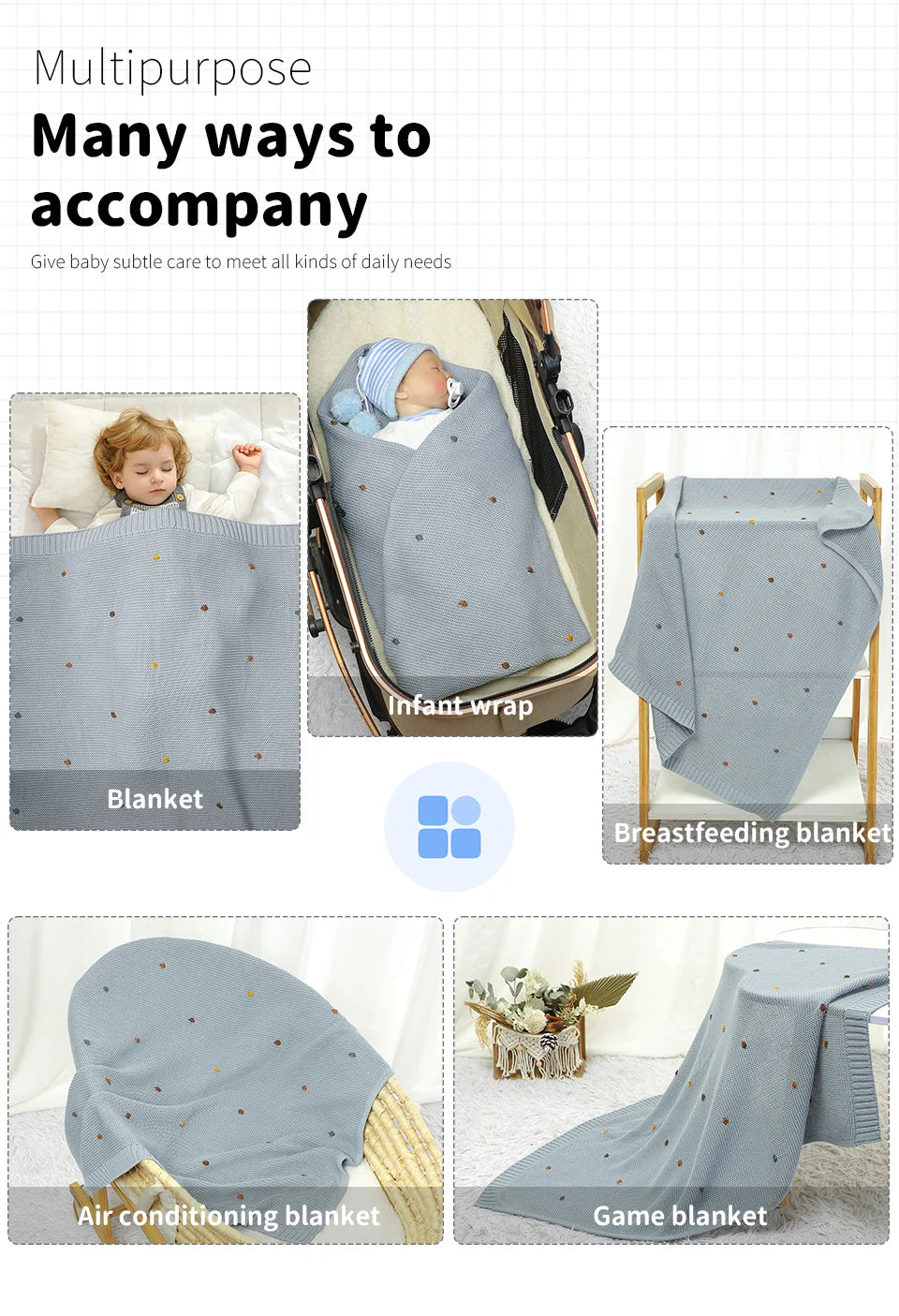 Newborn Baby Blankets 90*70cm Knitted Infant Kids Boys Girls Ultra-Soft Cotton Muslin Swaddle Wrap Stuff Toddler Comforter Sheet