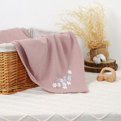 Baby Blankets Newborn Fashion Floral Embroideried Infant Boys Girls Stroller Nursery Swaddle Wrap Plaid 90*70cm Toddler Knit Mat