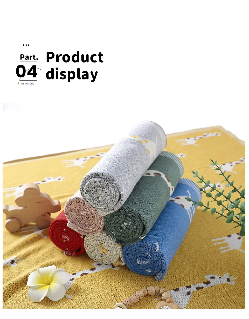 Baby Blanket Cotton Newborn Infant Boys Girls Stroller Bed Sleeping Quilts Covers 100*80cm Knitting Toddler Outdoor Playing Mats