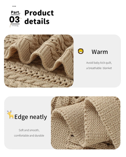 90*70cm Knitted Baby Blankets Newborn Boys Girls Stroller Crib Swaddle Wrap Blanket Toddler Outdoor Throwing Playing Quilts Mats