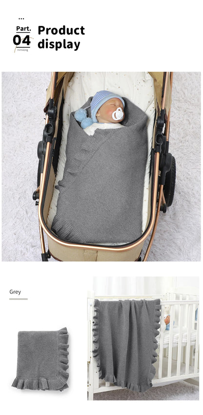 Dual-Use Baby Blankets Newborn Infant Kids Boys Girls Solid Knit Stroller Nursery Travel Bed Cradle Quilts 90*70cm Receiving Mat