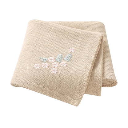 Baby Blankets Newborn Fashion Floral Embroideried Infant Boys Girls Stroller Nursery Swaddle Wrap Plaid 90*70cm Toddler Knit Mat