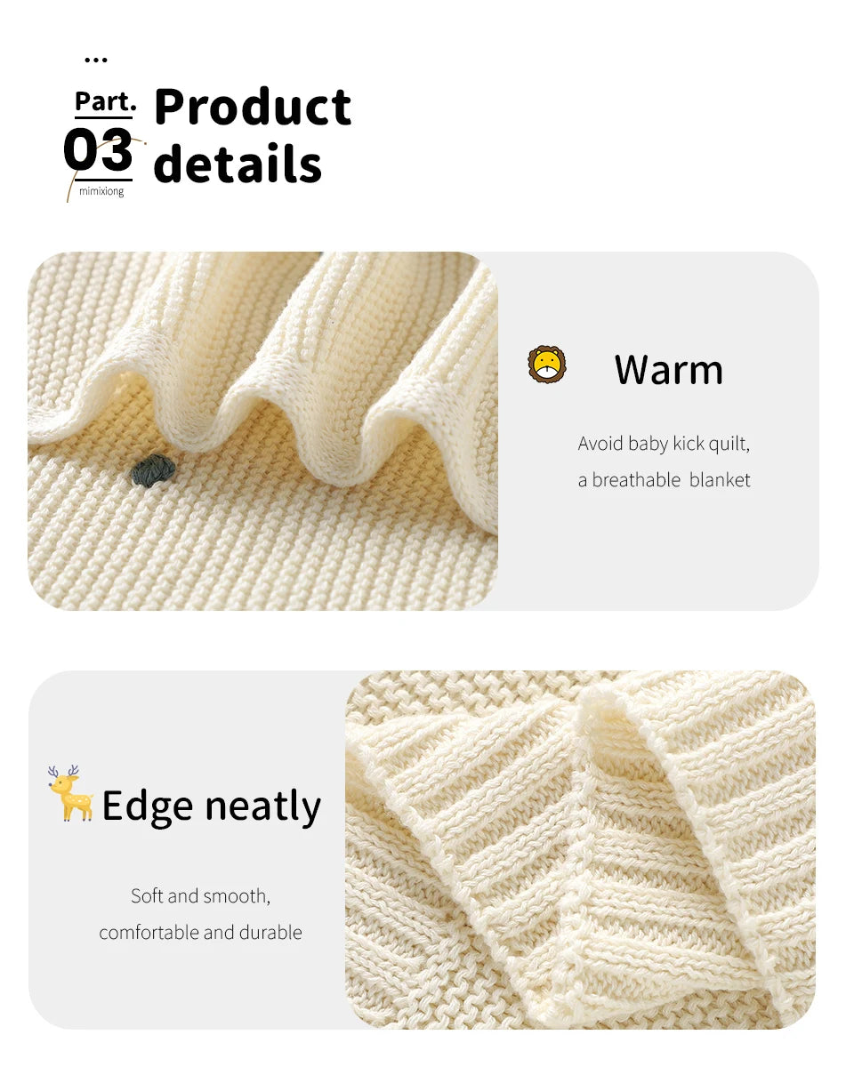 Newborn Baby Blankets 90*70cm Knitted Infant Kids Boys Girls Ultra-Soft Cotton Muslin Swaddle Wrap Stuff Toddler Comforter Sheet