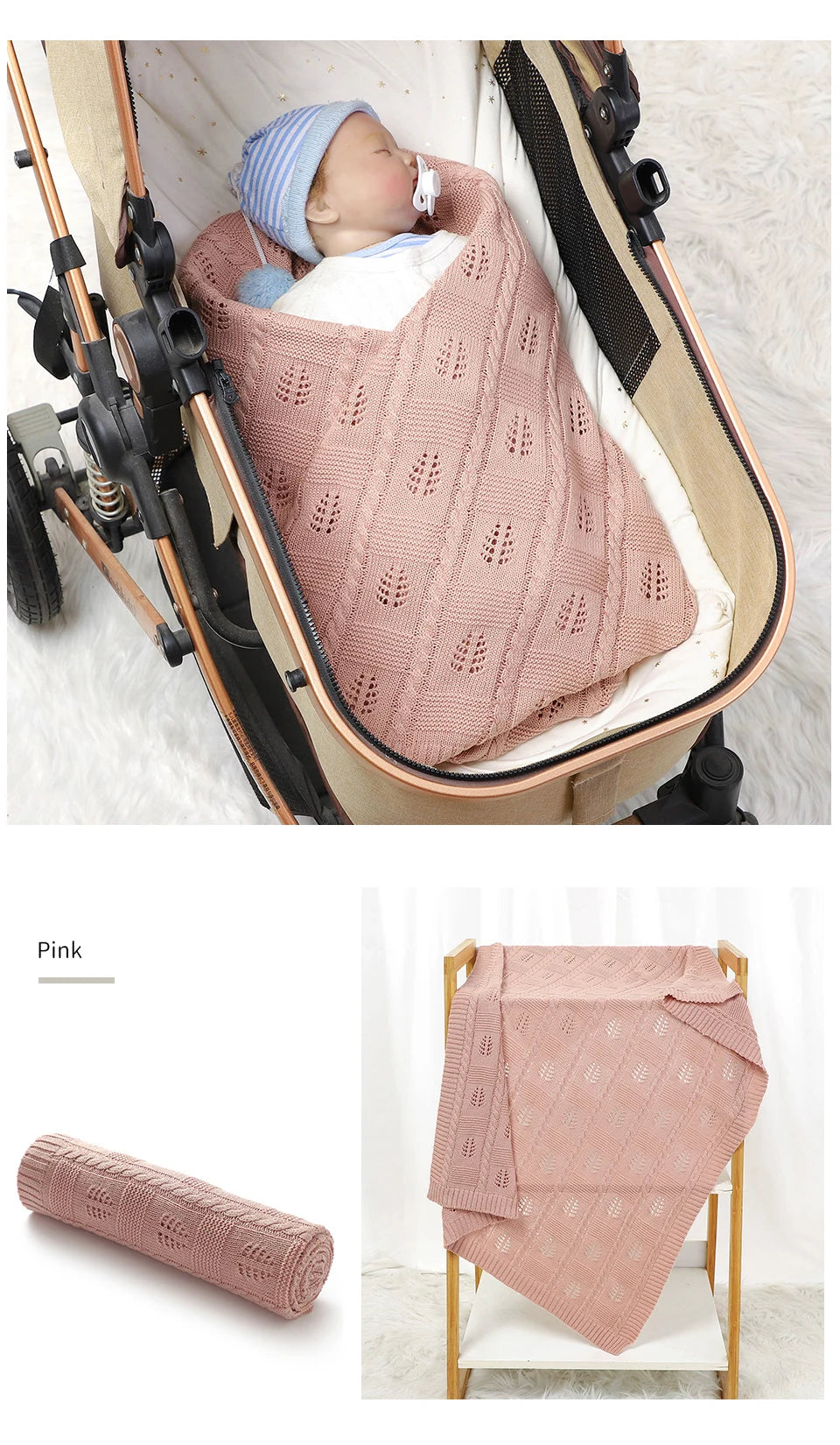 Baby Swaddle Wrap Blankets Knit Newborn Boys Girls Month Stroller Bedding Sleep Covers Stuff Solid 90*70cm Infant Receiving Mats