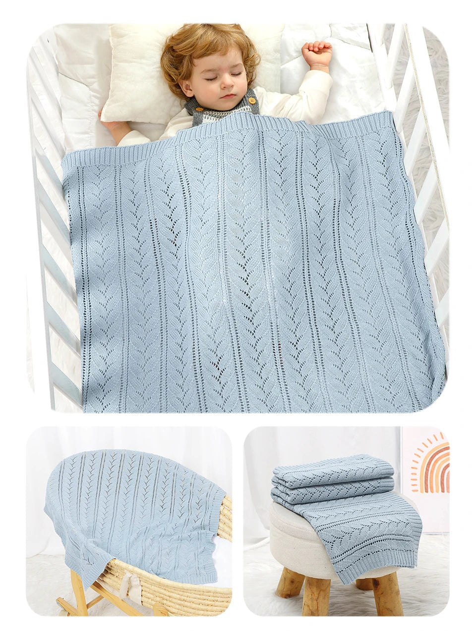 Cotton Newborn Baby Swaddle Blankets 90*70cm Knitted Infantil Netural Sleeping Quilts Bedding Covers Toddler Boys Girls Crib Nap