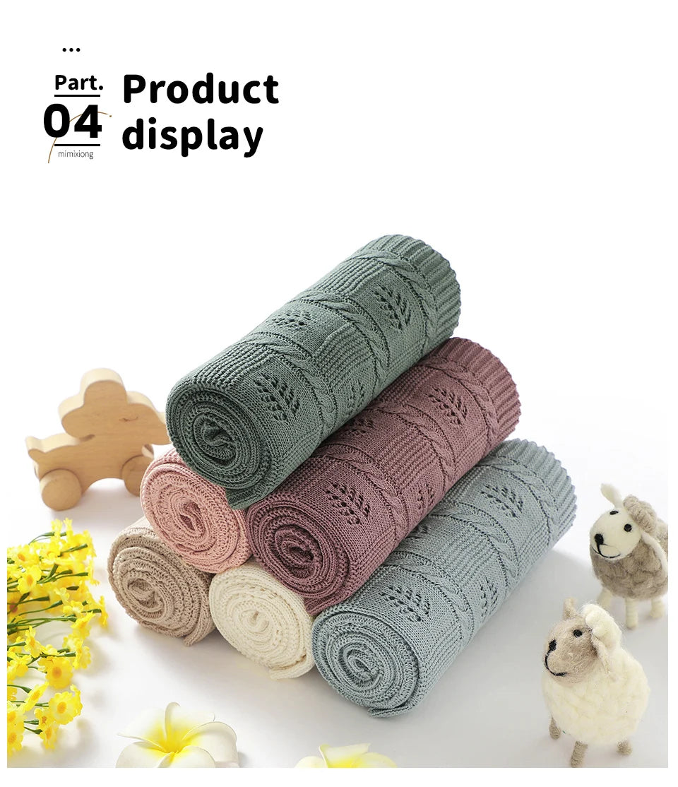 Baby Swaddle Wrap Blankets Knit Newborn Boys Girls Month Stroller Bedding Sleep Covers Stuff Solid 90*70cm Infant Receiving Mats