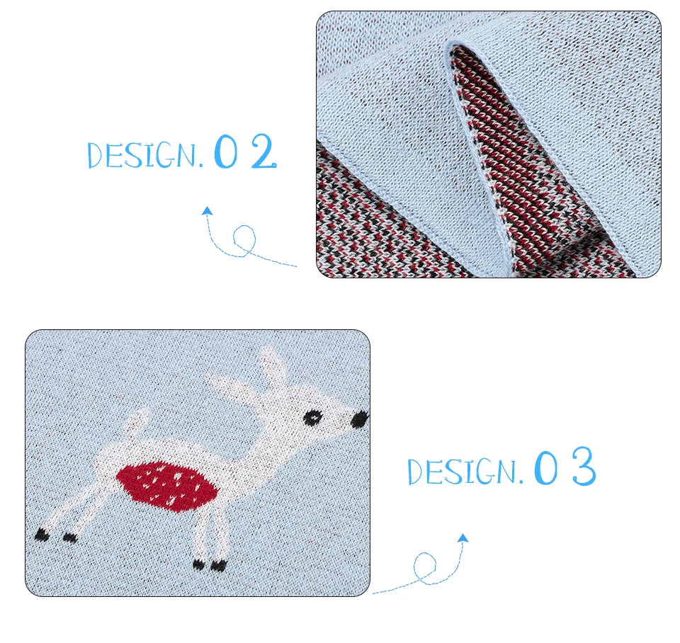 Baby Blankets Knitted Super Soft Newborn Infant Cotton Stroller Bed Sleeping Covers Cute Deer Toddler Girls Boys Sofa Crib Quilt