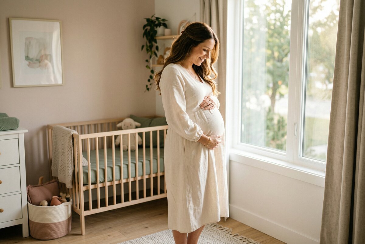 Pregnant mother in nursery